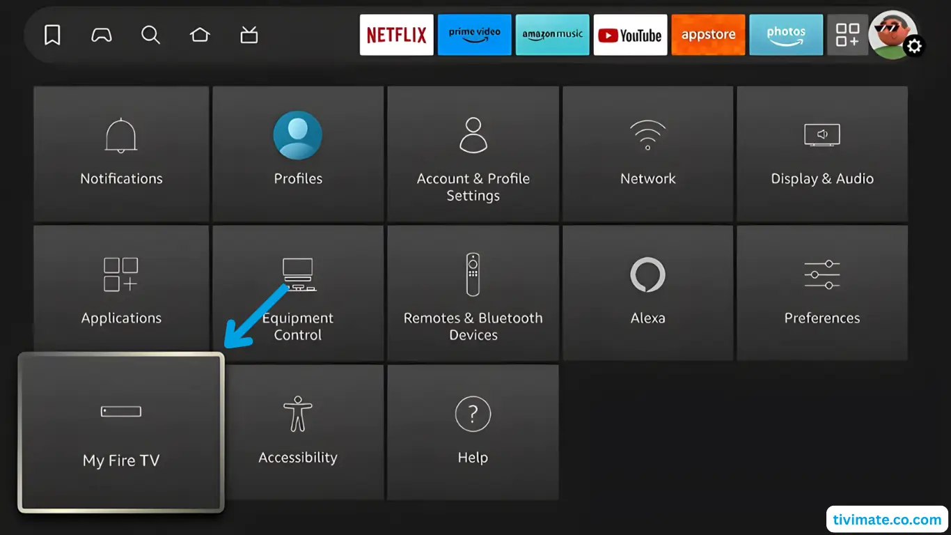 Ouvrir Ma Fire TV dans les param&egrave;tres