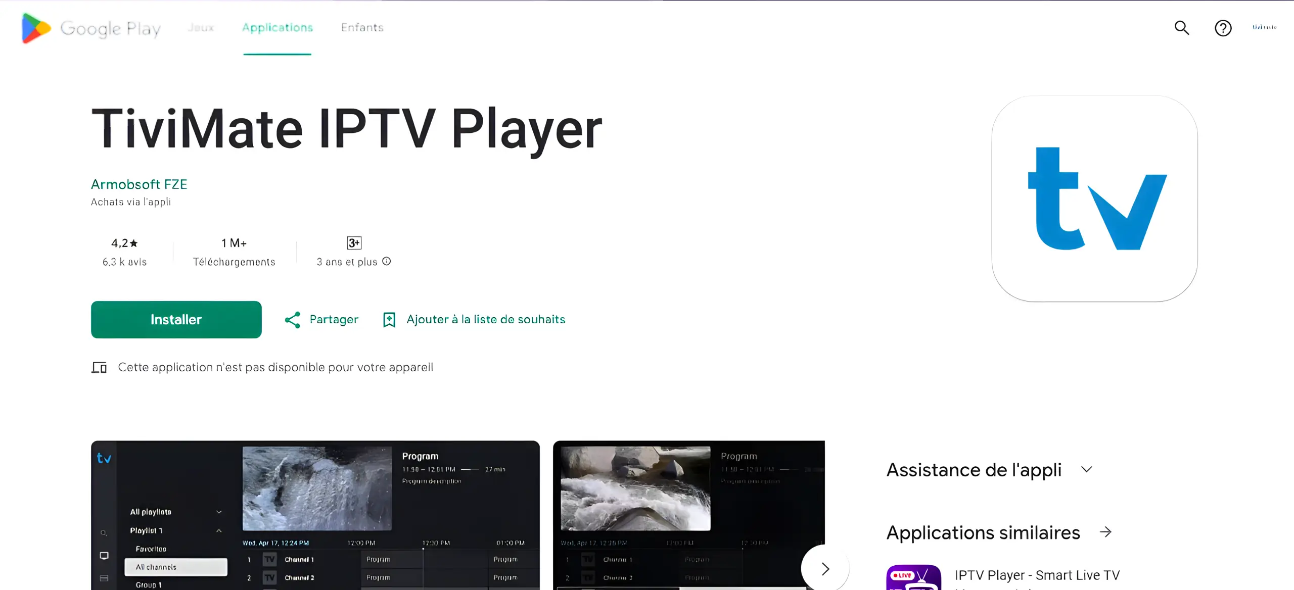 Rechercher TiviMate sur le Play Store