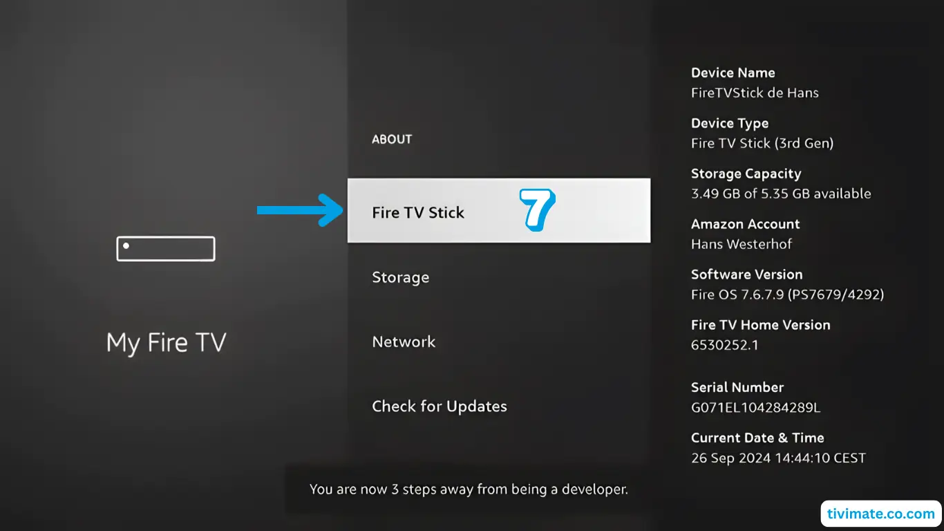 Appuyer 7 fois sur Fire TV Stick